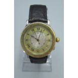 Longines Hour Angle automatic wristwatch, signed gold cased dial with Roman numerals, railtrack