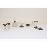 Early C20th hallmarked silver and glass dressing table items incl. large cut glass and silver collar