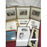 Set of four prints after T. Allom (British, 1804 - 1872); including 'Cap-Vendor's Shop, Canton' in