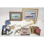 Collection of Royal Air Force and WW2 operations ephemera, books and prints including a 1/144 pewter