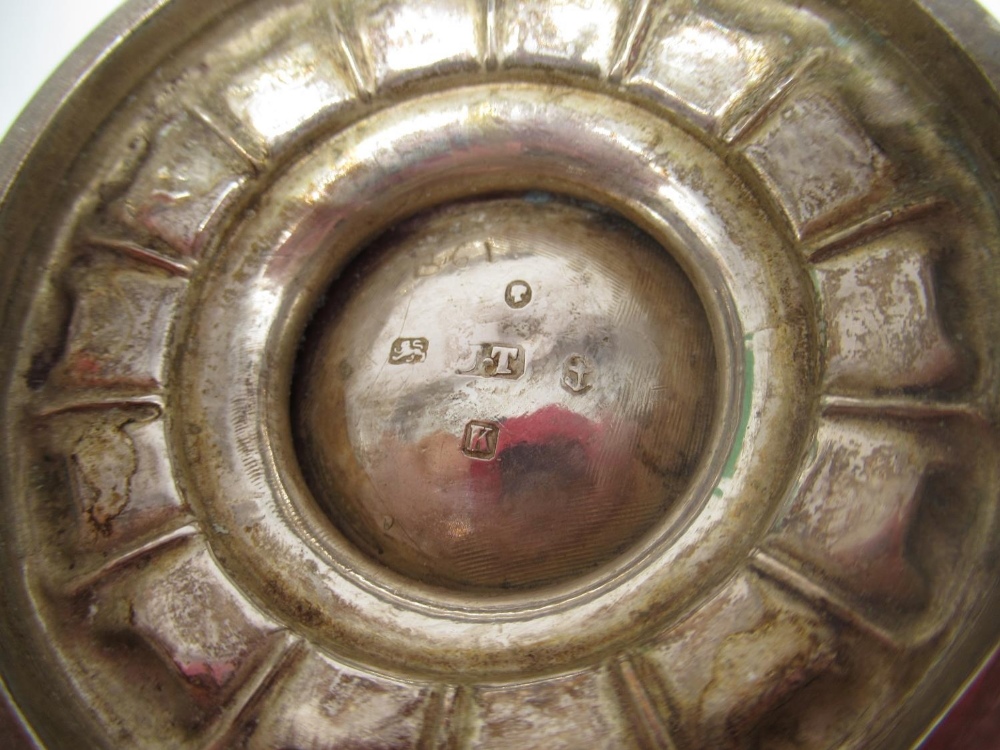 Victorian cream jug with repousse decoration and acanthus scroll handle on circular foot, makers - Image 2 of 2