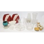 Collection of glass tableware and ceramics including 11 Igor Carl Faberge Kissing Doves Champagne