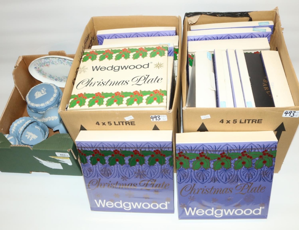 Wedgwood ceramics, including Dancing Hours blue jasperware miniature teapot, other blue