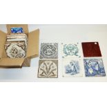 Collection of eighteen late 19th/early 20th century fireplace tiles, incl. Minton and Wedgwood etc.