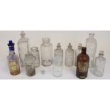 Collection of C20th collection of labelled glass apothecary/chemists bottles (qty)