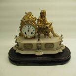 Japy Frere late C19th alabaster and gilt metal figural clock, shaped case with gilt metal mounts,
