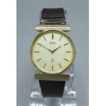 Seiko SQ quartz wristwatch in gold plated case, original Seiko strap with watch tag, snap on