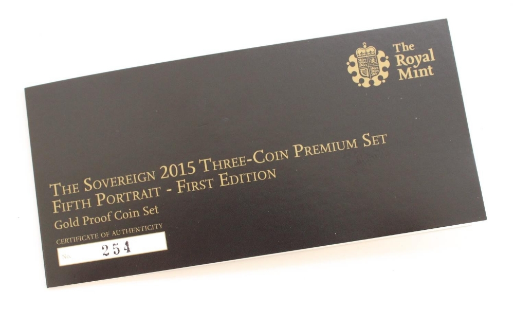 The Sovereign 2015 Three Coin Gold Proof Premium Set, Fifth Portrait First Edition. Encapsulated - Image 3 of 3