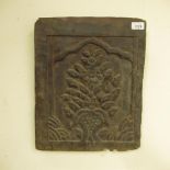 C18th oak panel carved in relief with floral motif, W34cm H41.5cm