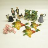 Beswick black cat, Beswick dog, 2 ceramic Pink Panthers, 2 Lancaster Sandland figures, 2 Dogs of Fo,