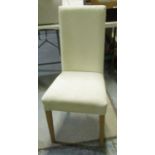 Laura Ashley side chair, upholstered in cream damask type fabric, on square tapered supports