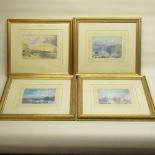 Four framed prints from the Tate Gallery of works by J.M.W Turner, 'Havre Sunset in the Port c.