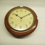 Early c20th Smiths Enfield, mahogany cased dial wall clock, brass bezel enclosing painted Arabic
