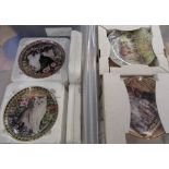 Two boxes of Danbury Mint and Bradford Exchange collectors plates with animal designs, approx. 26