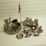 Collection of silver plate and EPNS inc. a Walker and Hall silver plated tea pot with engraved 'C.