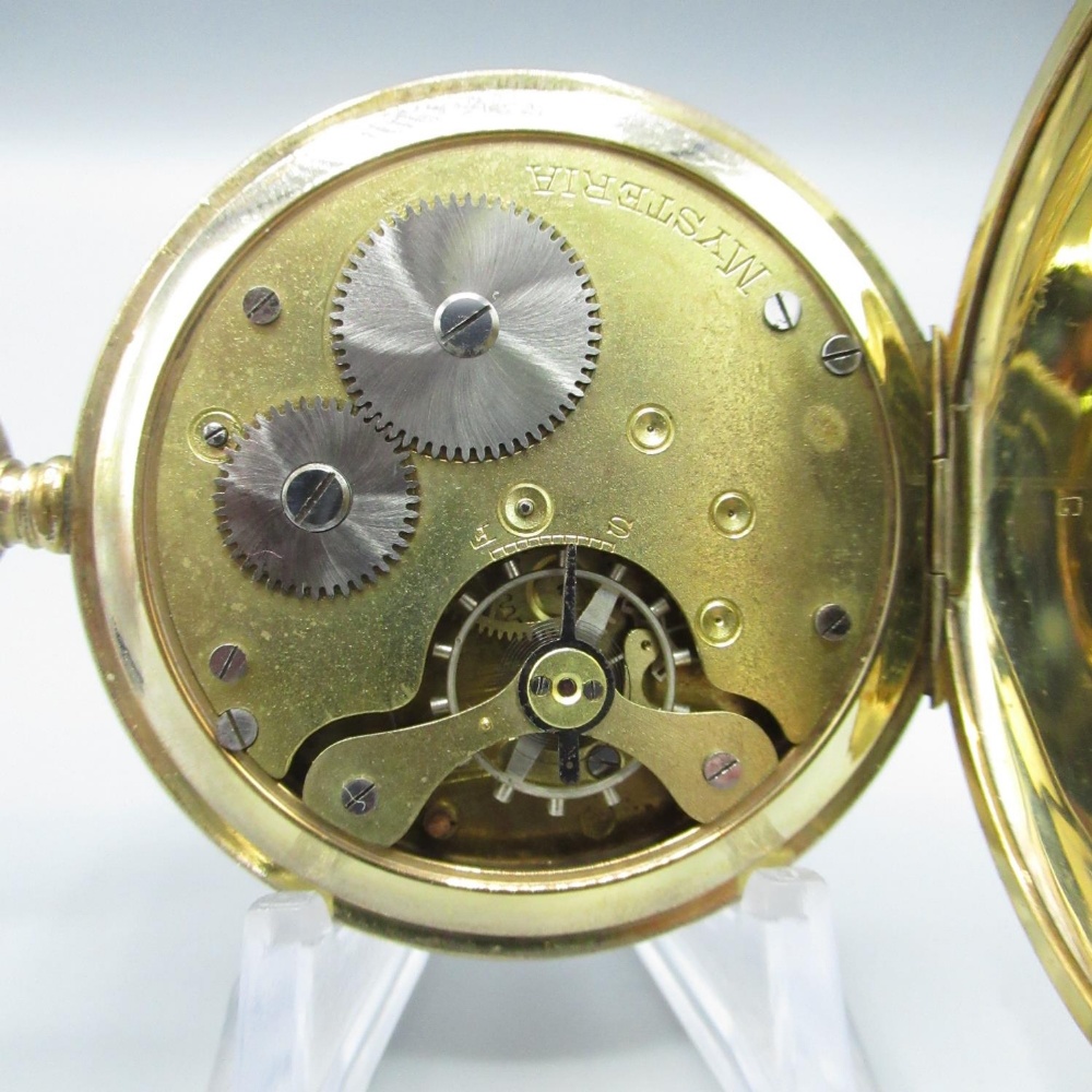 Grosvenor 1930s rolled gold open face keyless wound and set pocket watch, with silvered engine - Image 4 of 7