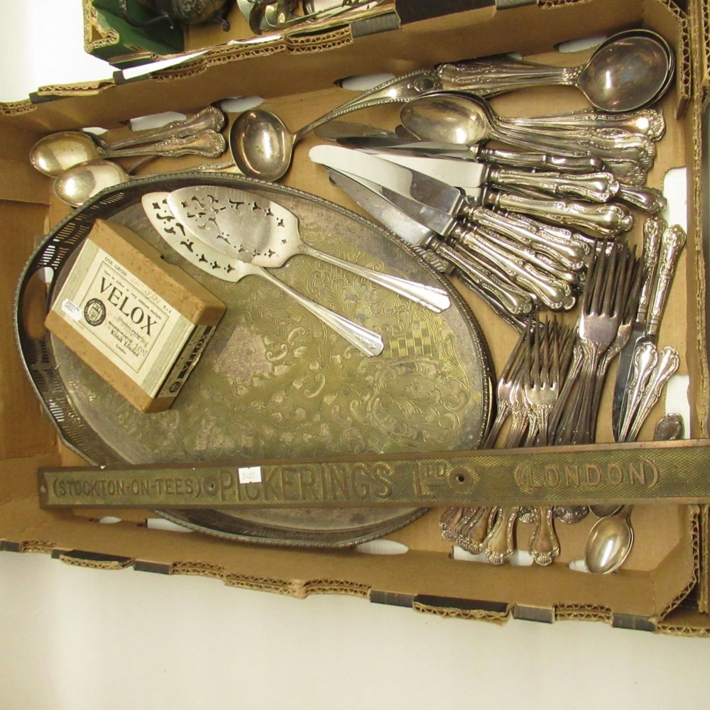 Metalware to include Mappin & Webb cutlery with silver plated handles, silver plated oval tray - Image 2 of 3