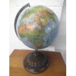 Philip's True to Life 12" Challenge Globe, on chromed axis and lobed wooden base, H52cm