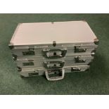 Three aluminium flight cases with combination locks, foam padded interior, and instructions (3)