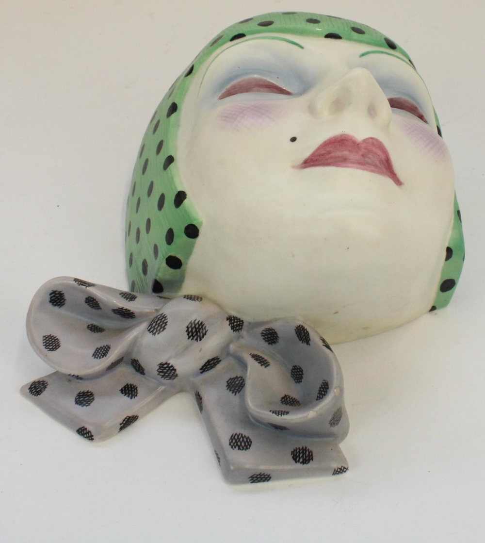 1930s Lenci Art Deco Wall Mask, 'Maschera con Nodo' designed by Elena Konig Scavini, H27cm slight - Image 2 of 5