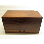 Late Victorian mahogany campaign style box with swan neck drop handles, lift up lid with lift out