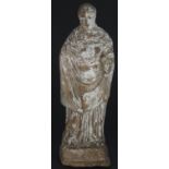 Greco-Roman hollow cast terracotta figure of a woman wearing a Stola, possibly of antiquity, the