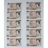 Run of ten Florence Nightingale £10 Bank of England notes, serial no. H32 592287 through H32