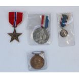 1897 Victoria Jubilee medal, Geo. IV 1937 Coronation medal and miniature and a US military bronze