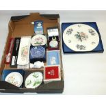Collection of boxed ceramics and glassware incl. Royal Worcester cake plate, Aynsley vase and
