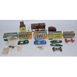 Vintage Tri-ang Scalextric vehicles and lap counter, Subbuteo table soccer TV tower, including