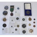 C18th to C20th British and world tokens and conder tokens and a selection of medallions and medals