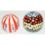 Two mid-20th century glass paperweights incl. Venetian Murano millefiori, H9cm (2)