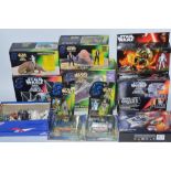 Collection of Star Wars toys and figures set from Disney Hasbro including A Wing, AT-ST, TIE