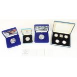 Barbados 1997 Golden Wedding silver proof $1, Royal Mint UK 1994 to 1997 silver proof £1 piedfort