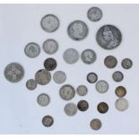 Selection of pre-1920 GB silver content coinage, Geo.III to Geo.V, incl. 1889 silver crown, 1816