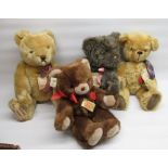 Collection of three limited edition Hermann bears; Golden bear with paisley tie 268/2000, 75 Jahre