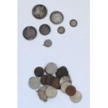 Small selection of pre-1920 silver content coinage, gross 45g, and later mixed coins