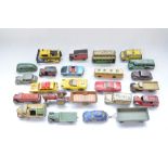 Collection of vintage Matchbox, Dinky and Corgi diecast model cars, buses etc including Dinky