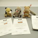 Steiff Sooty and Sweep ornaments, limited edition 389/2000 and 769 of 2000, box with certificates (