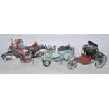 Thirteen large weathered metal plate vehicle models from Lesser And Pavey Vintage Transport range