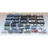 Collection of (mostly 1:43) diecast model police cars from Lledo, Vanguard, Corgi, Mondo Motors,