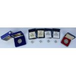 ERII 2002 silver proof golden jubilee £5 coin, encapsulated with cert and box, and a selection of
