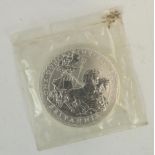 UK 1999 Britannia 1 oz fine silver £2 coin, in plastic sleeve