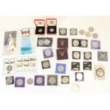 Selection of commemorative coins and crowns