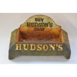Cast iron dog water trough "Buy Hudson's Soap Drink Puppy Drink". Length approx 39cm