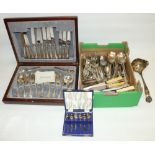 Canteen of EPNS beaded Old English pattern cutlery (42pcs) and a collection of Victorian and later