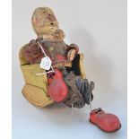 Vintage tin plate battery operated man in rocking chair, battery cover missing, A/F