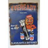 Enamelled sign "Eveready Insist On The Best Flashlights & Batteries" W30.4xH45.9cm