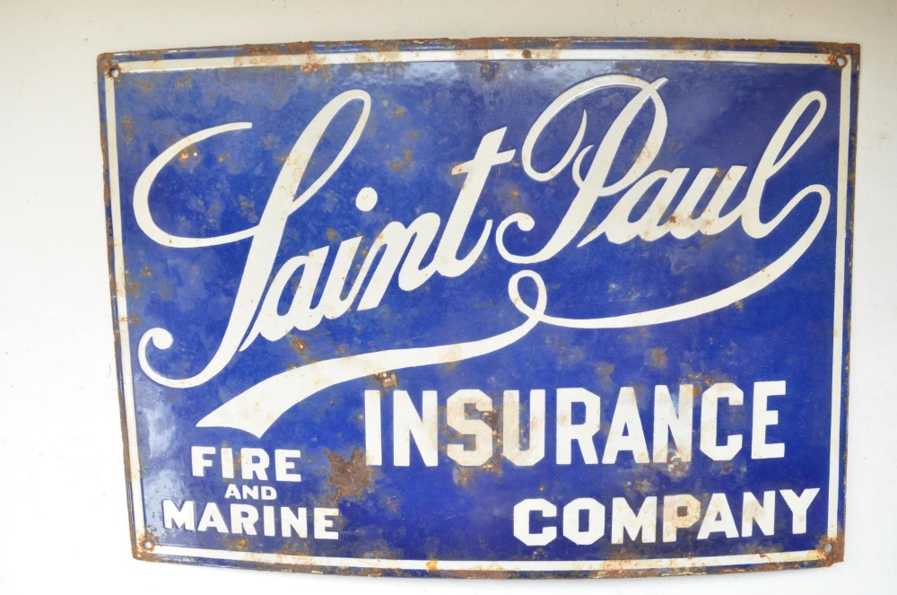 Enamelled sign "Saint Paul Fire And Marine Insurance Company". W50.8xH35.5cm