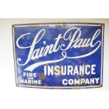 Enamelled sign "Saint Paul Fire And Marine Insurance Company". W50.8xH35.5cm